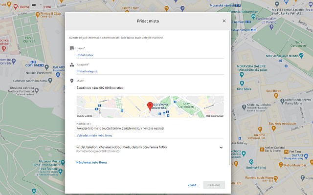 firemní profil na google mapách